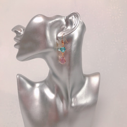 blue＆pink heart drop pierce(K18GF) 8枚目の画像