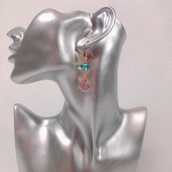 blue＆pink heart drop pierce(K18GF) 9枚目の画像