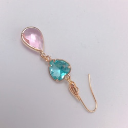 blue＆pink heart drop pierce(K18GF) 11枚目の画像