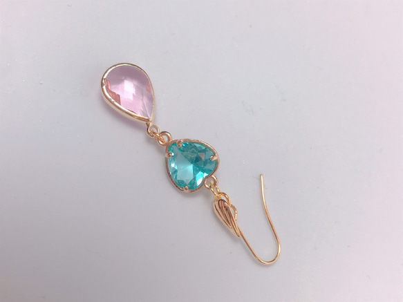 blue＆pink heart drop pierce(K18GF) 11枚目の画像