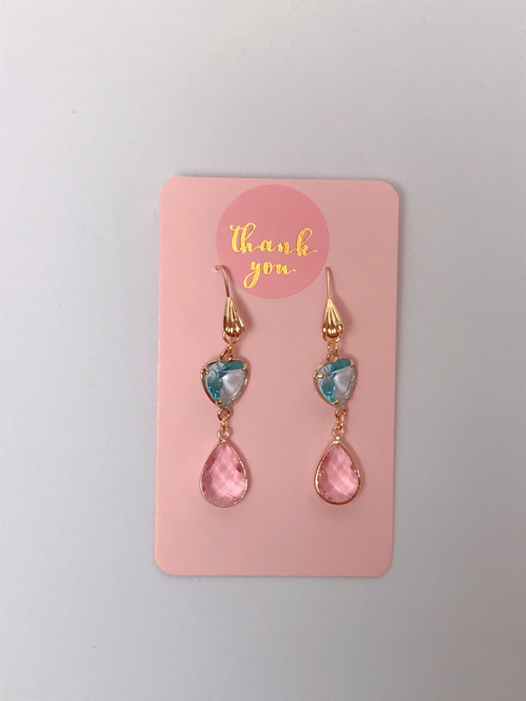 blue＆pink heart drop pierce(K18GF) 15枚目の画像