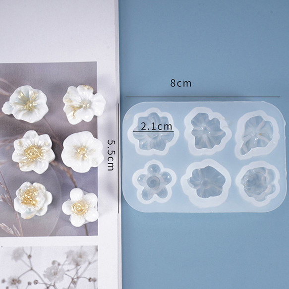 PO14655-C  1個  シリコンモールド 小花が作れる小さい花 ハンドメイドピアスイヤリング【1ヶ】 2枚目の画像