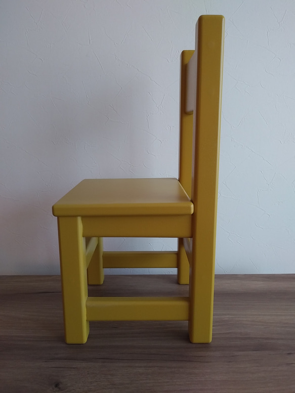 【受注製作】マスタード キッズチェア 子供椅子 木製 かわいい 3枚目の画像