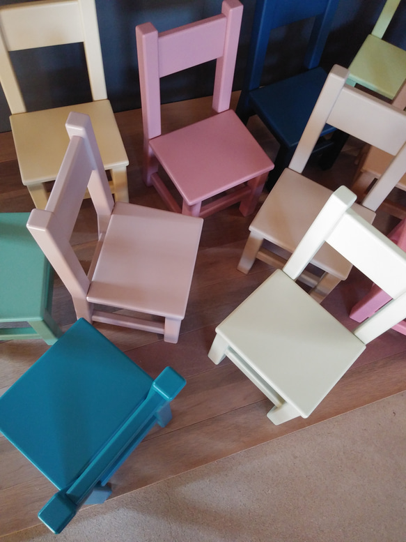 【受注製作】オフホワイト キッズチェア 子供椅子 ぬいぐるみ用椅子 ドール用椅子 7枚目の画像