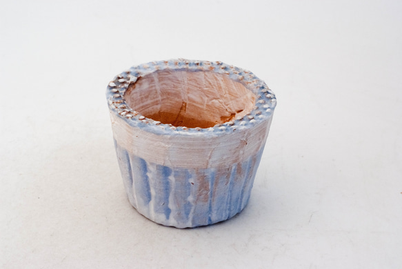 陶器製（2号ポット相当）多肉植物の欲しがる植木鉢 PSc-ブルー6641 1枚目の画像