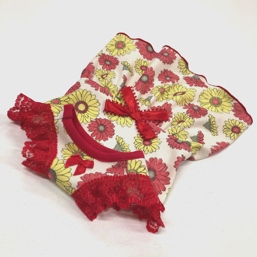 犬服ハンドメイド＊Pink*花ꕤ花ワンピ