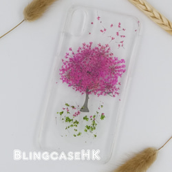 送料無料 桜 押し花ドライフラワー 本物の花 樹脂 iPhone 14 15 全機種対応 ケース クリア スマホケース 2枚目の画像