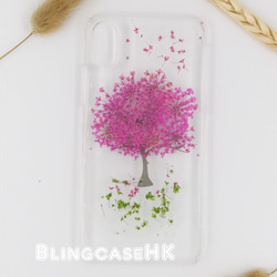 送料無料 桜 押し花ドライフラワー 本物の花 樹脂 iPhone 14 15 全機種対応 ケース クリア スマホケース 1枚目の画像