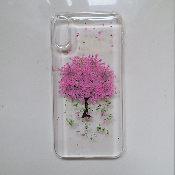 送料無料 桜 押し花ドライフラワー 本物の花 樹脂 iPhone 14 15 全機種対応 ケース クリア スマホケース 5枚目の画像