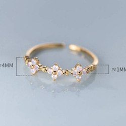 Glitter small flower free size ring SV925 ~  桜色 ピンクゴールド 4枚目の画像