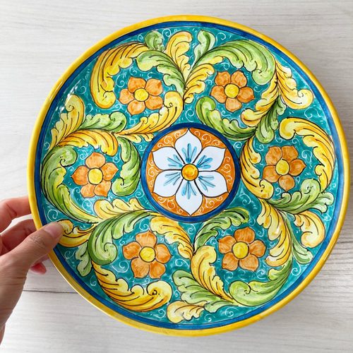 絵皿 26cm GEO038 マヨリカ焼き イタリア陶器 シチリア