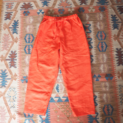 【予約販売】フレンチリネン　　オレンジ　リラックスパンツ　　メンズパンツ 3枚目の画像
