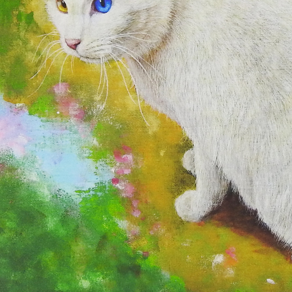 絵画パネル 「オッドアイ(猫)」 A5サイズ /和紙 5枚目の画像