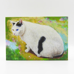 絵画パネル 「オッドアイ(猫)」 A5サイズ /和紙 2枚目の画像