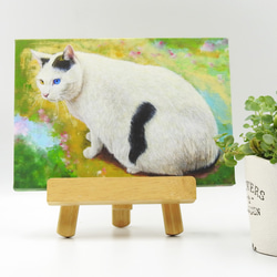 絵画パネル 「オッドアイ(猫)」 A5サイズ /和紙 1枚目の画像