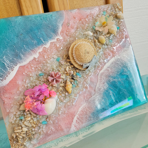 レジンアート　サンセットビーチ　海アート　オーシャンアート レジンアート 海アート サンセットビーチ 絵画 FLUID （フルイド