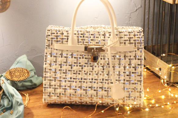 【再販】ラメルヘンテープのカゴバーキン シルバー シルバー ラメルヘンテープ ベルト