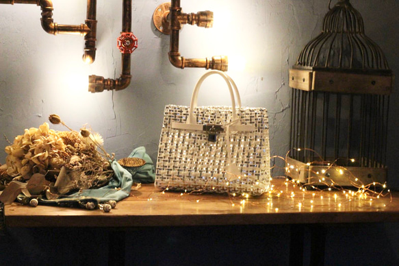 【再販】ラメルヘンテープのカゴバーキン シルバー シルバー ラメルヘンテープ ベルト