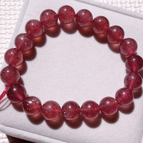 キラキラ 天然 マイカーイン ストロベリークオーツ ブレスレット ②