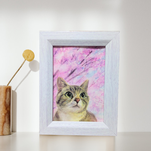 猫 絵画 子猫 イラスト 水彩色鉛筆 油彩色鉛筆 原画 桜 猫 絵画 子猫 イラスト 水彩色鉛筆 油彩色鉛筆 原画 桜