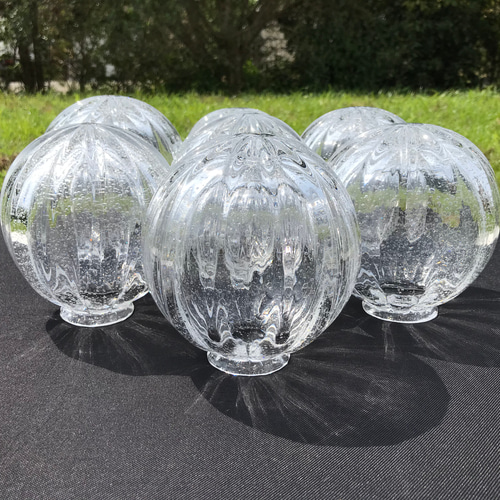 麻炭ガラス・ランプシェード『大14cm』透明クリア 球体 E17ソケット