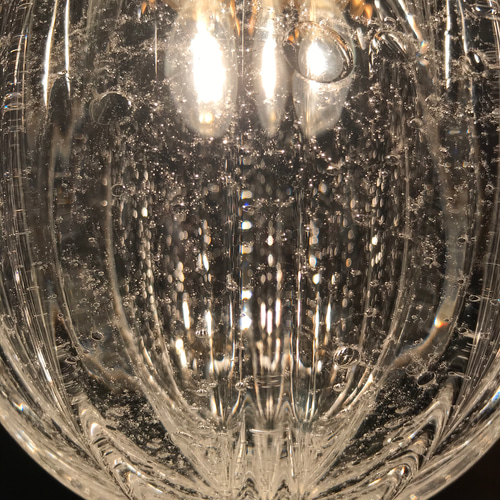 麻炭ガラス・ランプシェード『大14cm』透明クリア 球体 E17ソケット