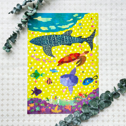 A4クリアファイル《花とネコ・ジンベイザメとウミガメ》 3枚目の画像
