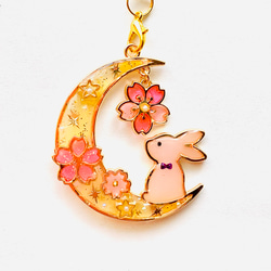 月亮、櫻花、兔子鑰匙扣 第1張的照片