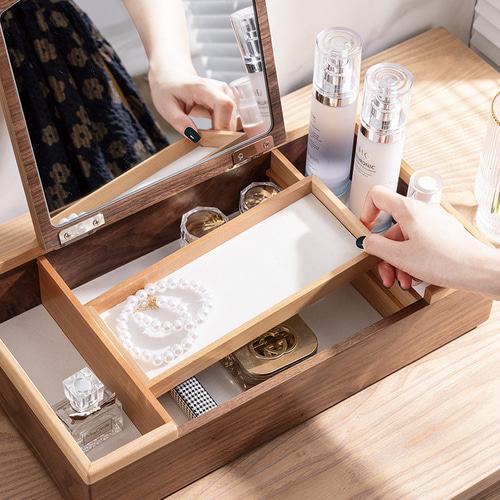 鏡付きの化粧品ボックス ドレッサー 鏡台 木製雑貨 小物収納 鏡付きの化粧品ボックス ドレッサー 鏡台 木製雑貨 小物収納