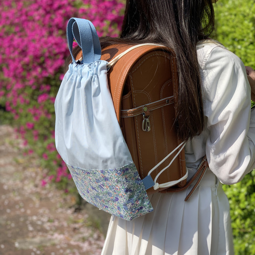 新作☆リバティ×くすみカラー ナップサック 体操服袋・お着替え袋