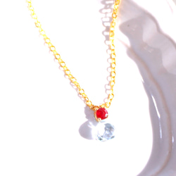 - sizuku - K18gp Ruby & Aquamarine Pendant Top 1枚目の画像