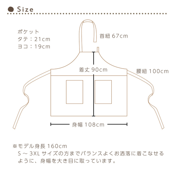 送料無料 エプロン やわらかハーフリネン バイカラー フルエプロン フリーサイズ キナリ×ネイビー 11枚目の画像