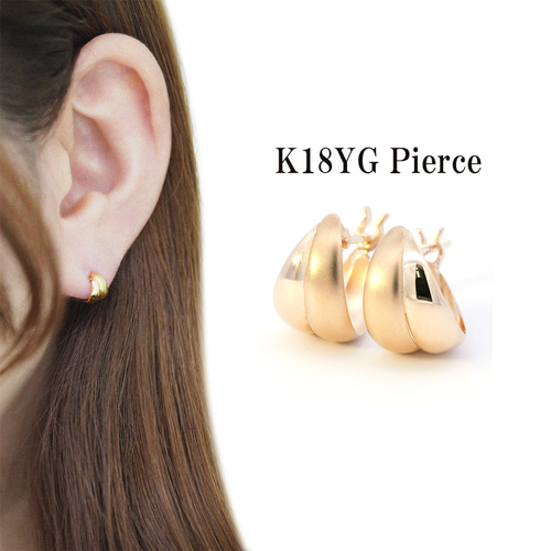 フープピアス ダブルムーンピアス 月甲 K18 YG キャッチレス 18 フープピアス ダブルムーンピアス 月甲 K18 YG キャッチレス 18