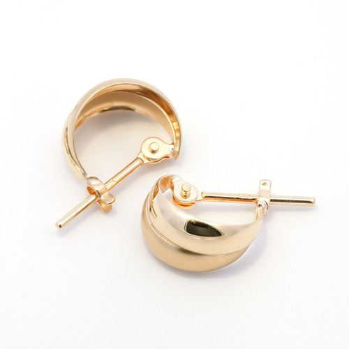 フープピアス ダブルムーンピアス 月甲 K18 YG キャッチレス 18 フープピアス ダブルムーンピアス 月甲 K18 YG キャッチレス 18