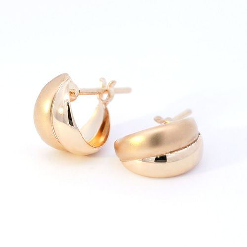 フープピアス ダブルムーンピアス 月甲 K18 YG キャッチレス 18 フープピアス ダブルムーンピアス 月甲 K18 YG キャッチレス 18