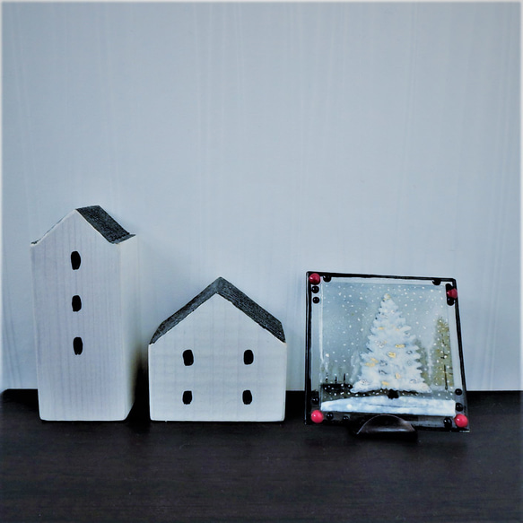 【北欧　雪が降る】GLASS－mini絵画 2023 額 窓辺 インテリア 5枚目の画像