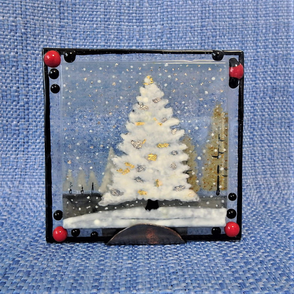 【北欧　雪が降る】GLASS－mini絵画 2023 額 窓辺 インテリア 3枚目の画像