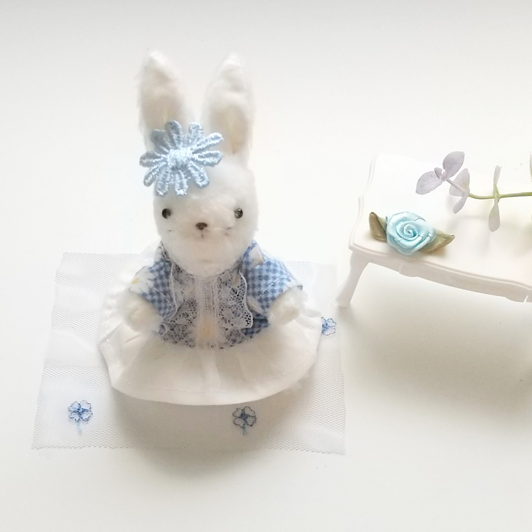 【匿名配送】うさぎのぬいぐるみ　和風　青　花柄 【匿名配送】うさぎのぬいぐるみ　和風　青　花柄