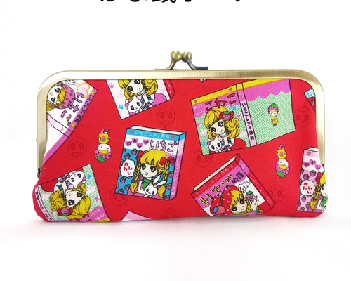 ウィメンズ がま口財布　がま口ポーチ　メイクポーチ　ハンドメイド　イチゴ c0fa9066d892b2ed071c367a426072