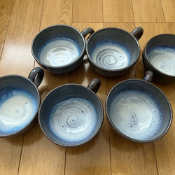 スープカップ 亀甲青磁ブルーandホワイト 5枚目の画像