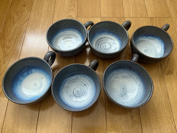 スープカップ 亀甲青磁ブルーandホワイト 5枚目の画像