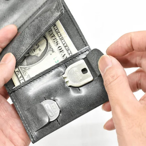 在庫限りの特選SALE】三つ折り ミニ財布 キーケース 本革 レザー