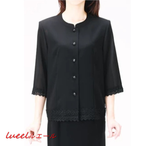 MORABITO モラビト　レース装飾のブラウス　黒　40　礼服　フォーマル 喪服 ブラックフォーマル レディース ブラウス 日本製 礼服