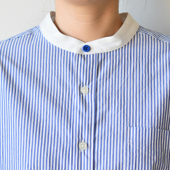 清爽的條紋神職人員襯衫，給人一種輕鬆的感覺 [SOL083S] 第8張的照片