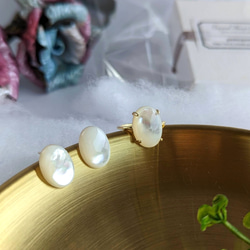 【白蝶貝AAA】神秘の白 天然❀真珠の母貝マザーオブパール刻印入りSV925リング（18Kgp） 6枚目の画像