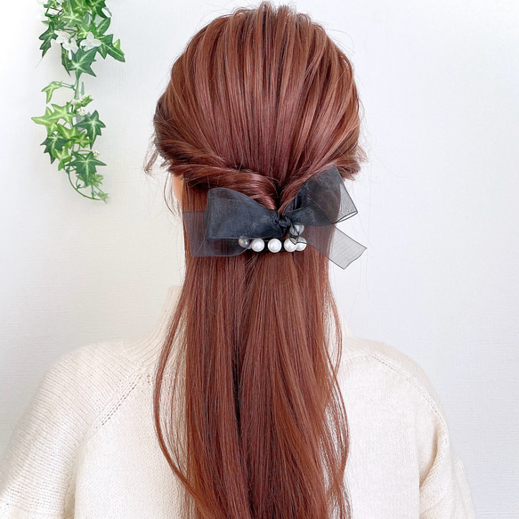 LELET NY コーム ヘアーアクセサリー パール リボン ボウ タイ LELET NY コーム ヘアーアクセサリー パール リボン ボウ タイ