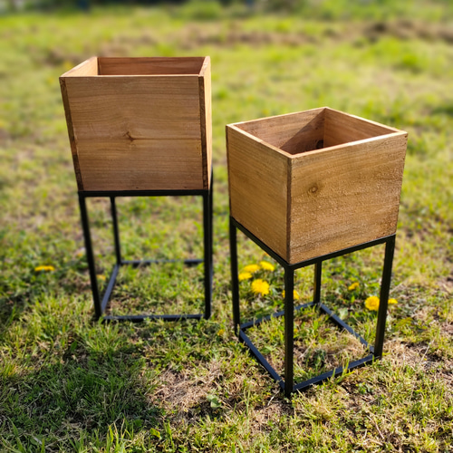 スタンドプランター/鉢カバー レトロ調アイアン 小鳥 フラワースタンド