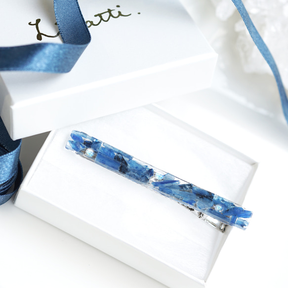 精美寶石髮夾，鑲有藍晶石和彩虹月光石 ~Micheline 第6張的照片