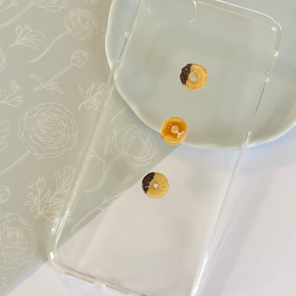 ドーナッツ と ホットケーキ の スマホケース【iPhone全機種対応】メープル チョコ フェイクスイーツ クリア 6枚目の画像