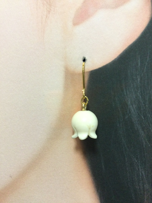 ☆本象牙ピアス すずらん（大）A-96 ※ ピアス（フック・チェーン 